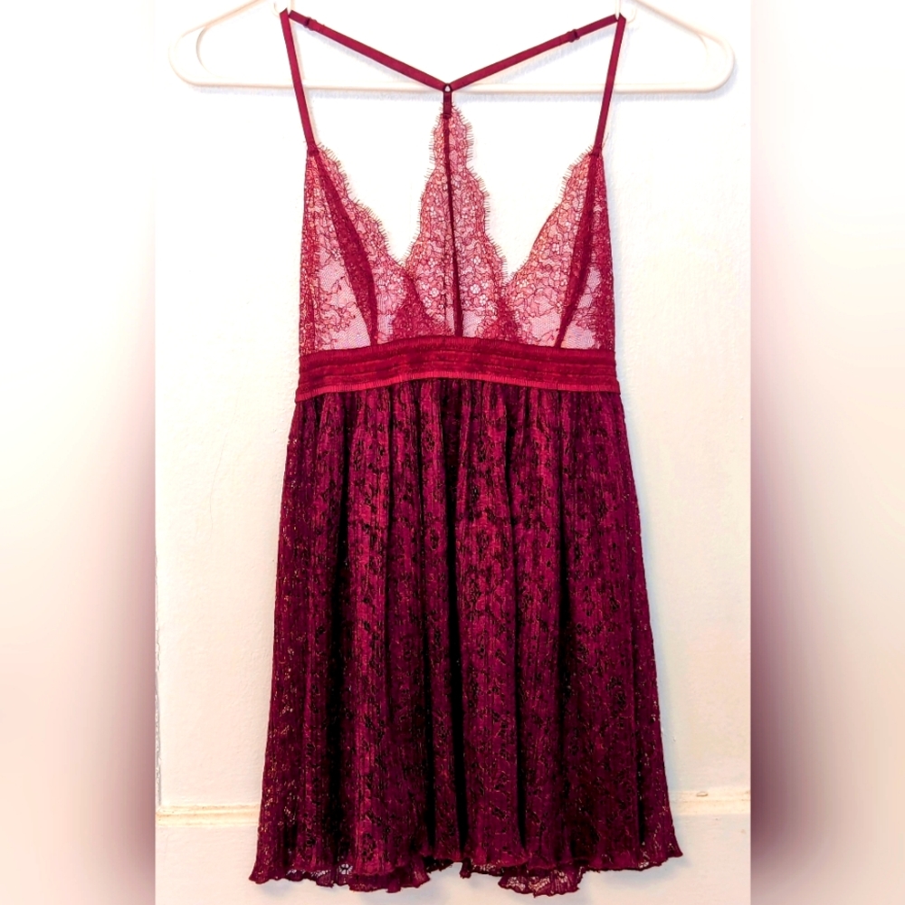 Victoria's Secret Burgundy Lace Babydoll Top